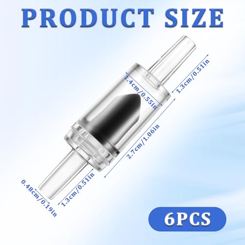 Psyqtsuary 12 Pcs Check Valve Aquarium Air Pump Accessories, 6 Check Valves+6 T Shaped Air Valves Non-Return Control Valve for 3/16" Aquarium Tubing (Black)