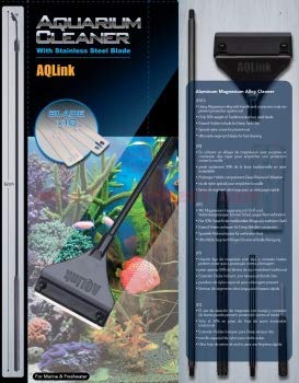 AQLink Aluminum Magnesium Alloy Glass Scraper with 10 Stainless Steel Blades for Aquarium Fish Reef or Plant Tanks