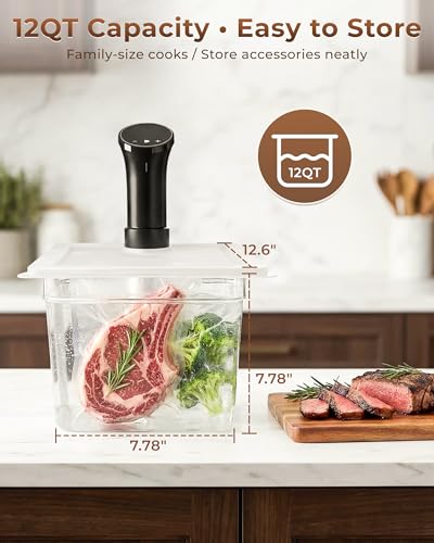 EVERIE Sous Vide Container 12 Quart EVC-12 with Collapsible Hinged Lid Compatible with Anova Nano or AN500-US00 or Anova Pro 3.0 or Anova Mini, Also Fits Instant Pot - color: Container with plastic lid