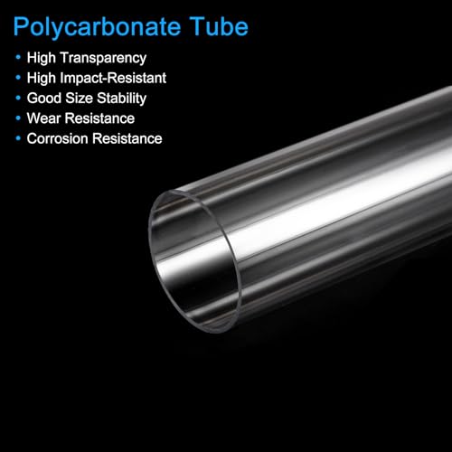 MECCANIXITY Plastic Pipe Rigid Polycarbonate Round Tube Clear 1.5"(37.6mm) ID 1.6"(40mm) OD 14" (350mm) High Impact for Lighting, Models, Water Plumbing - size: 1.5"IDx1.6"ODx14"