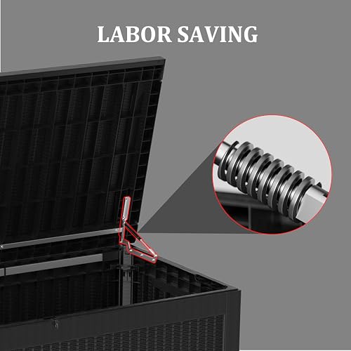 TARKARI 320 Gallon Outdoor Storage Box Waterproof, Resin Deck Boxes with Lockable Lid & UV-Resistant for Patio, Pool, Garden Furniture Cushions & Accessories, Black - color: Black, size: 320 GAL
