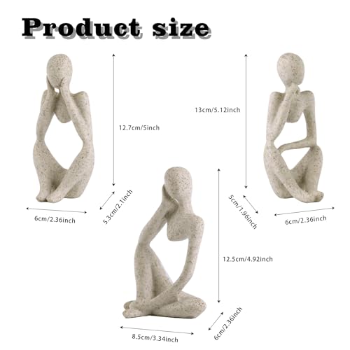 3 Pcs Fish Aquarium Decor Ornaments Minimalist Sandstone Thinker Statue Fish Tank Decorations Small Accessories Resin Abstract Home Decor Fish Toy for Betta Cichlid Goldfish Shrimps Hermit Crabs - color: 3 Pcs Thinker Statue