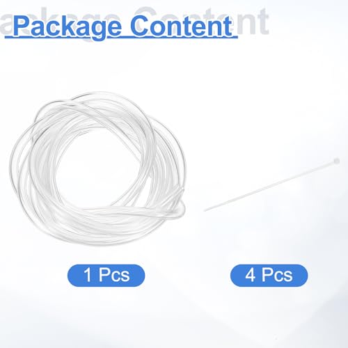 uxcell Flexible PVC Tubing, 3mm ID x 5mm OD - 6.6 Feet Long Clear Vinyl Water Pipe, Lightweight Plastic Hose Water Pipe with Zip Ties for Aquaponics, Air Hose, Irrigation - size: 3mm ID x 5mm OD