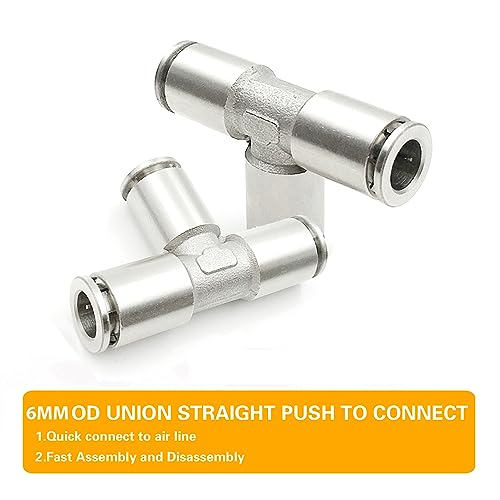 6mm Union Tee Push to connect fittings Stainless Steel Quick Connect Fittings,CEKER 6mm x 6mm x 6mm 3 Way Tee Shaped Tube Fittings Push Connectors Air Line Fittings 2pack - size: 6 mm, style: TEE