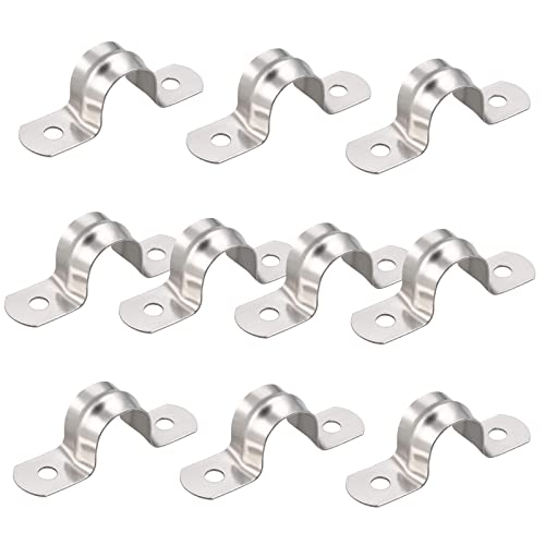 AKIHISA Pipe Clamps, 10 Pcs U Tube Strap Clamp, 304 Stainless Steel 2 Hole Pipe Bracket, ID 7/8Inch(22mm) - size: 7/8 Inch, style: 10Pcs