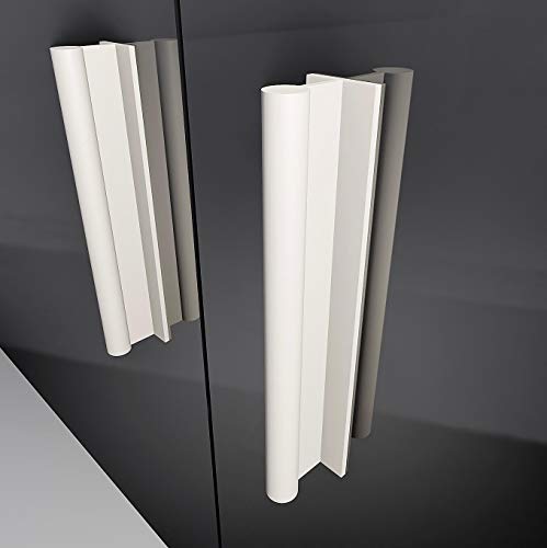 HRX Self-Adhesive Edge Fingerpull Door Handle - Easy to Install Screwless Peel and Stick on Glass, Wood, Metal, Plastic - Sliding Doors Knob for Kitchen Fronts, Drawers & Dressers Panels - 2 Pack - color: White