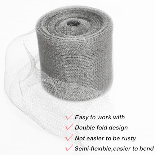 Wire Mesh for Mice Control 5 in X 36Ft,Hole Fill Fabric, Weep Holes Covers, Upgraded Stainless Steel Wire Mesh Roll, Flexible Stretchy Meshs Fabric for Garden House and DIY, Rodent Barrier - size: 5IN*36FT