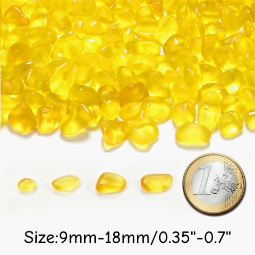 YATOJUZI Aquarium Gravel Fish Tank Rocks 0.85lb Sea Glass Stones for Crafts Decorative Frosted Glass Pebbles for Aquarium Fish Tank Vase Filler DIY Home Decor (Yellow) - color: Yellow