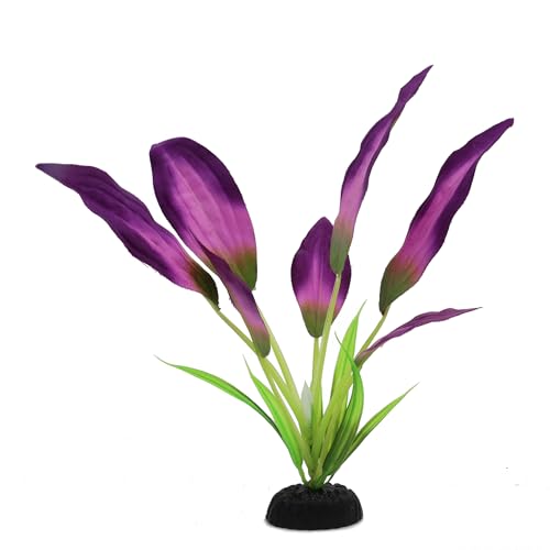 Silk Aquarium Plants for Betta Fish Tank, 2 Pcs 8 Inch Small Silk Aquarium Plant Aquatic Water Grass Decoration, Purple