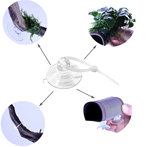 Aquarium Suction Cups, Heavy Duty Aquarium Suction Cups with Adjustable Cable Ties, Dia.1.2"/1.8" Optional (1.8")
