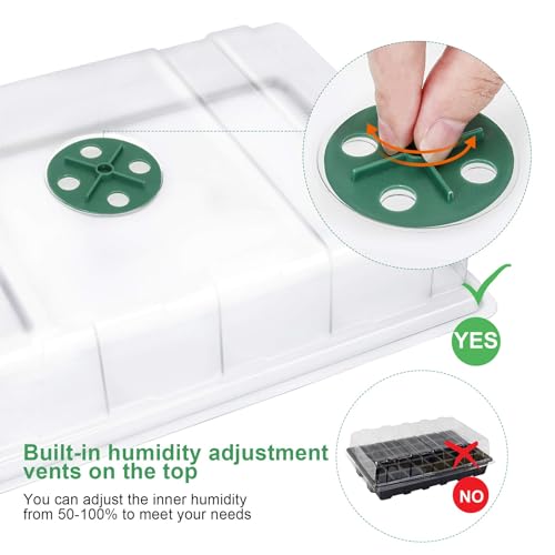MIXC Seedling Trays Seed Starter Tray, 10-Pack Mini Propagator Plant Grow Kit Greenhouse with Humidity Vented Domes and Base for Seeds' Starting (40 Cells Per Tray, Total 400 Cells), Green - color: Green, size: 40-Cell 10-Pack