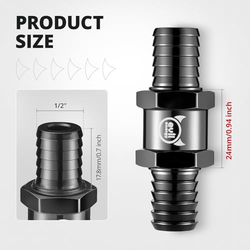 EVIL ENERGY 1/2" Fuel Check Valve One Way Inline Non Return Diesel Gasoline Black (12mm OD,2PCS) - color: Black, size: 1/2