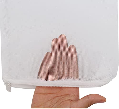 Wave Point 5 pcs 8" x 6" Aquarium Fish Tank Pond Filter Media Mesh Bags Zipper Reusable (White, Fine) - color: White, Fine