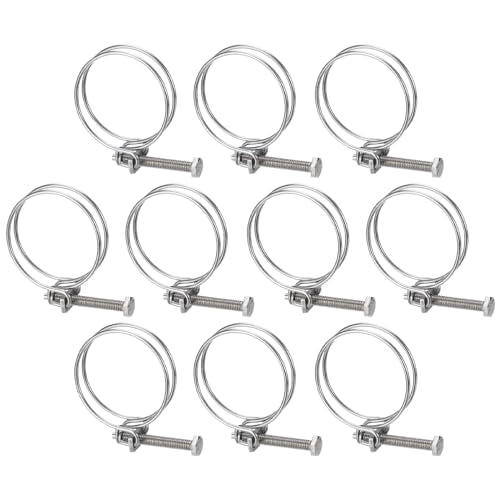 uxcell 10Pcs Double Wire Hose Clamp, 60-67mm Adjustable Stainless Steel Wire Hose Clips with M8 Bolt for Dust Collection Hose, Pump Hose Pipe - size: 60-67mm