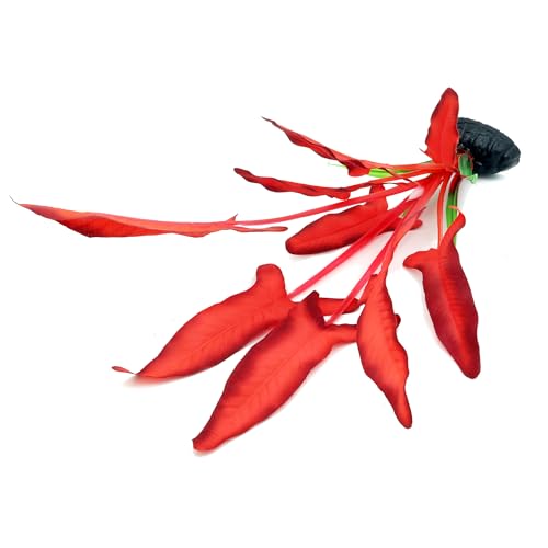 2-Pack 12 Inch Aquarium Silk Aquarium Plants, Artificial Plastic Plant for Small Tank, Goldfish, Fish Hides,Dark Red - color: Dark Red