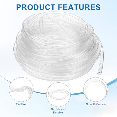 M METERXITY Vinyl Tubing 10mm ID x 12mm OD 100ft Flexible Plastic Tube with 2 Hose Ties, Lightweight Hybrid PVC Hose for Water Gardening/Airline/Aquarium Tubing [Clear] - size: 10mm ID x 100ft