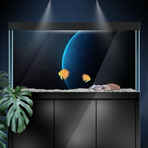 Aquarium Background Stickers - Planet, Blue, Space, Self-Adhesive Fish Tank Reptile Terrarium Decor Poster (80 x 40 cm / (31.4 x 15.7 inches)) - size: 80 x 40 cm / (31.4 x 15.7 inches)