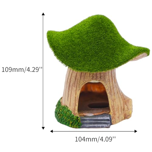 AnRui Green Moss Mushroom Aquarium Decor Cute Fish Tank Decorationss Resin Aquarium Decor Hideout Cave Ornament for Small Fish, Hermit Crab, Shrimp, Goldfish and Reptiles - size: Small