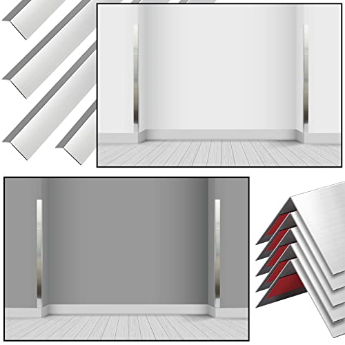 Therwen 10 Pcs 304 Stainless Steel Wall Corner Guards 1.5 x 1.5 x 36 Inch Self Adhesive Heavy Duty Corner Protector Trim with 90 Degree Angle for Wall Protection Metal Edge Guard - size: 1.5 x 1.5 x 36 Inch