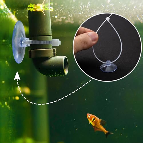 PAGOW 15 Pcs 3cm Aquarium Suction Cups with 30pcs Zip Ties, Suction Cup for Fish Tank Plants Binding Moss Shrimp Nest Landscape Fixation, Utility Sucker Pad Without Hooks for Kitchen Hanging - color: Clear (Set of 45), size: 1.18 inch