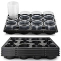 RooTrimmer 12 Cell Nursery Pot Trays 5 Pack with 4 Inch Clear Plant Pots 60 Pack, Thick Sturdy Seeds Starting Germination Shuttle Carrying Trays, Black Small Planter Nursery Propagation 5 Sets - color: Black + Clear, size: 4 Inch 60 Pack Pots With 5 Pack