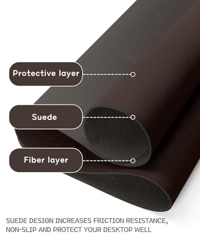 YSAGi Non-Slip Leather Desk Pad L Size, Waterproof Laptop Computer Desk Keyboard Mat, Table Protector Blotter Mat, Large Mouse Pad for Office/Work/Home/Decor(Dark Brown, 35.4" x 17") - color: Dark Brown, size: 35.4" x 17"