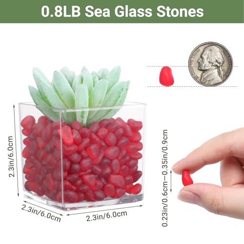 SUREAM Gravel for Fish Tank, 0.8 LB Glass Rocks for Vases, Fish Tank Stones for Vases Fillers, Garden, Aquarium, Succulent Plants, Christmas Decoration(Red) - color: Red