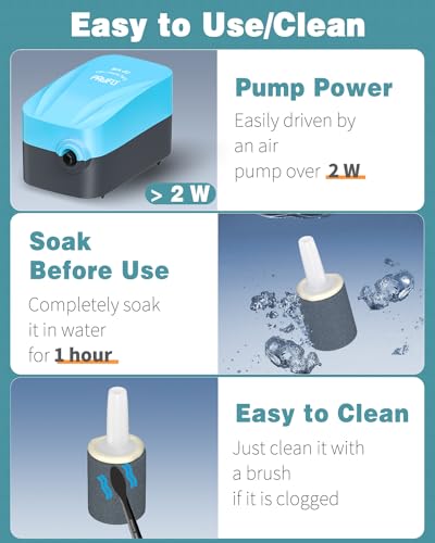 Pawfly Aquarium 0.6 Inch Air Stone Cylinder Bubble Diffuser Release Tool for Nano Air Pumps Small Buckets and Fish Tanks, 12 Pack