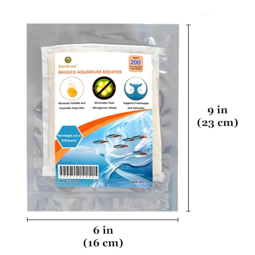 SunGrow Aquarium Resin Filter Media – Remove Ammonia, Nitrite & Nitrate Clear Brown Water from Indian Almond Leaves & Driftwood, for Freshwater & Saltwater Fish Tanks, Fine Mesh Bag Included
