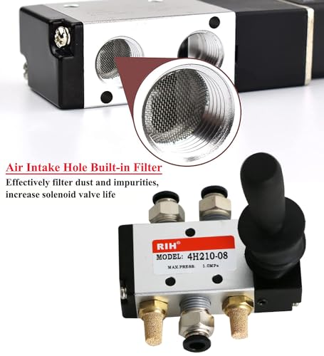 RIH 5 Way 2 Postion Air Hand Lever Operated Valve Pneumatic Solenoid Valve Manual Control Push Pull Valves 4H210-08 (1/4"NPT)