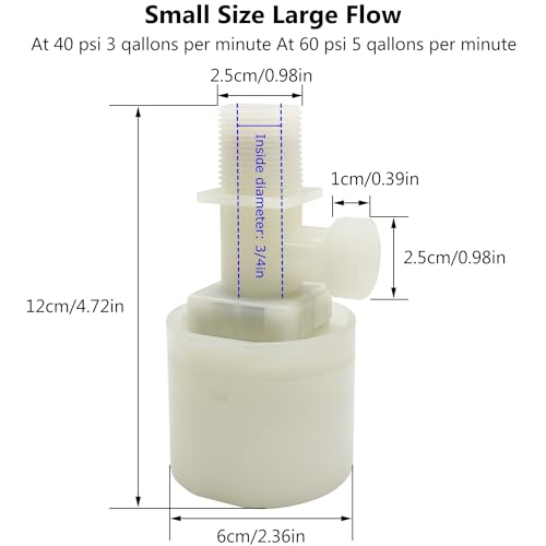 Water Float Valve, Water Level Control Water Tank Traditional Float Valve Upgrade 2 PCS(3/4", up inlet) - color: up inlet, size: 3/4" to 3/4"