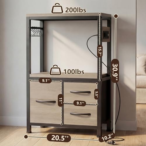 Heybly 5-10 Gallon Fish Tank Stand, Aquarium Stand with Drawer, Power Outlet, Heavy Duty Metal Frame, for Fish Tank, Turtle & Reptile Terrarium, 20.5" × 10.2" Top, 200lbs, Rustic Gray HAS002SSG - color: Greige, size: 5-10 gal