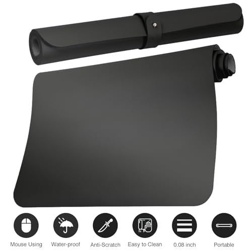 ‎Boutilon Leather Desk Pad Protector,Non-Slip Mouse Pad,Laptop Desk Pad,Office Mouse Mat,Waterproof Leather Desk Blotter,Desk Writing Pad for Office and Home,Laptop Blotter (S-Black,24"x 14") - color: Black, size: S 24" x 14"