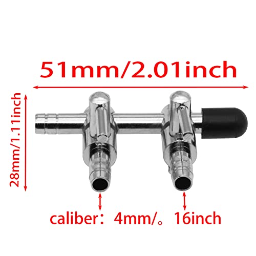 2 Pcs Stainless Steel Air Splitter Flow Control Valve 2-Way Fish Tank Air Flow Control Lever Valve Distributor Splitter Aquarium Control Valve Accessories