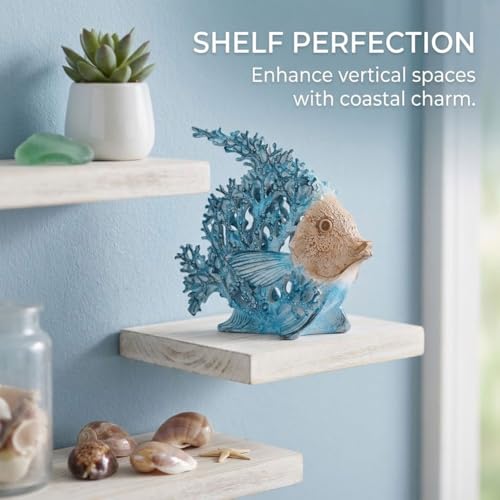 Beach Coastal Decor Turquoise Coral Reef Angelfish Figurines, Modern Nautical Decor Ocean Centerpieces for Living Room, Bathroom, Office, Coffee Table, Beach House, Seaside, Entrance, Shelf Decorative - color: Turquoise, size: Small