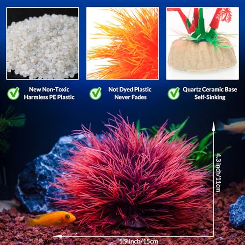 Fish Tank Decorations Aquarium Plants Plastic Artificial Décor (Black Red) - color: Black Red