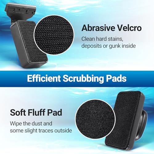 Aquarium Magnet Glass Cleaner, Magnetic Fish Tank Cleaner with Algae Scraper, Double Sided Cleaning Scrubber Brush with Handle, Titanium Blade, Self-Floating, Fit Max 1/4" Thick Glass, Medium - size: Small