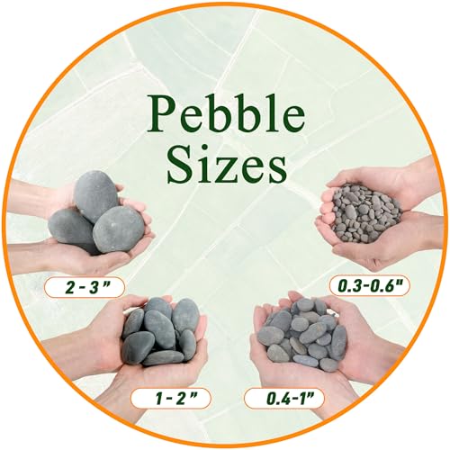 Quibbay 45 LB Mexican Beach Pebbles, 0.4-1 Inch Natural Unpolished Bulk Rocks, Decorative River Rocks for Landscaping Garden Paving Plant, Rocks for Walkways and Outdoor Decorative Stone, Grey - size: 45 Pounds, 0.4-1 Inch
