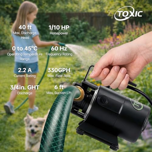 12V Water Transfer Pump 330GPH Self-Priming Utility Pump with Battery Clamps Hose Kit Portable Electric Non-Submersible Pump for RV Marine Garden Pool Basement Emergency Water Removal - style: 12V Water Transfer Pump