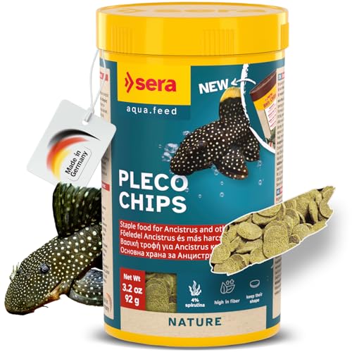 Sera Pleco Chips 3.4oz/0.21lbs | Premium Fish Food for Ancistrus & Plecos | High Fiber | No Dyes & Preservatives | Supports Digestion & Promotes Healthy Growth | Ideal for Bottom Feeders - size: 3.4 Ounce (Pack of 1)