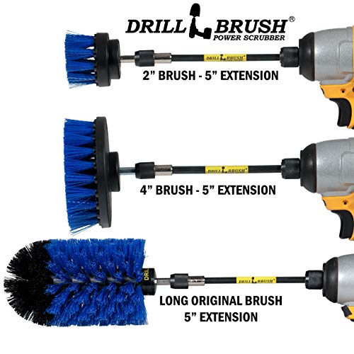 Aquatic All-Purpose Cleaning Brush Set - Medium Stiffness Blue Brushes - Long Reach Extension Attachment Kit - Aquarium Cleaning Products - Fish Tank Cleaner Brushes - Boat Scrub Brush - Hull Scrubber - color: Medium-blue