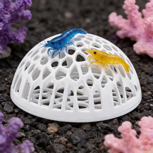 2-Pack White Shrimp Hideouts – Hollow Half-Sphere Aquarium Caves for Shrimp, Betta Fish & Nano Tanks | Decorative Shelter for Breeding and Molting - color: White