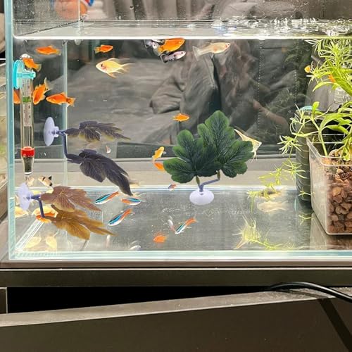 Betta Fish Hammock - Dual Leaf Design with Strong Suction Cups, Non-Toxic Durable Material for Spawning & Resting, Natural Aquarium Decor for Beta Fish Tanks (Mix, 3) - color: Mix, size: 3
