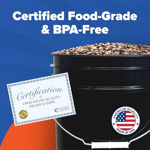 ePackageSupply 5 Gallon Bucket - Food Grade Bucket with Airtight Gamma Seal Screw-On Lid, BPA-Free, Heavy-Duty 90 Mil HDPE Plastic, Bulk Storage, Durable Container, Made in USA, Black/Blue, 6 Packs - color: Black/Blue, size: 6 Packs