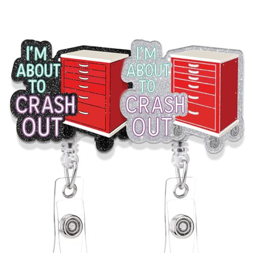 2 Pcs Funny Nurse Badge Reel Holder Retractable with Clip for Emergency Department ICU EMT Nurse Doctor Rapid Response First Responder First Aid Surgery Cardiologist - color: Crash Out