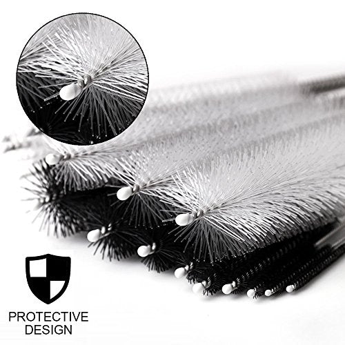 DiCUNO Straw Cleaning Brushes Set, 8 Inch Nylon Tube Brushes, Different Sizes Clean Brush for Bottle, Pipe, Keyboard, 2 Sets of Super Hard & Medium Hard