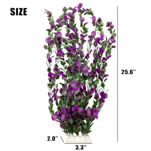 Tfwadmx Large 25.6 inch Aquarium Plants 2 Pcs Tall Artificial Water Seaweed for Fish Tank Decor Plastic Plant for Fish Shrimp About - color: Purple-25''(2pcs)