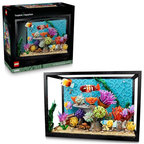 LEGO Icons Tropical Aquarium Building Set for Adults, Ages 18+ - Bedroom, Home Office Decor - Gifts for Men & Women - Model Fish Kit with Plants & Corals - 10366