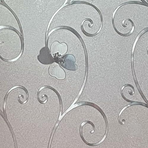 Niviy Window Privacy Film Frosted Window Glass Film No Glue Door Windows Covering for Office and Home Decoration, 17.7 x 78.7 inches - color: Flower, size: 17.7" X 78.7"