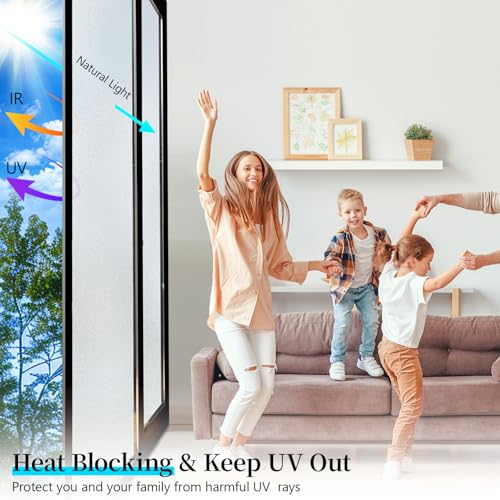 Niviy Frosted Glass Window Privacy Film 23.6 x 118 Inch Static Cling Bathroom Window Frosting Film Day and Night Privacy Windows Cling Home Glass Door Cover - color: White, size: 23.6"x 118"
